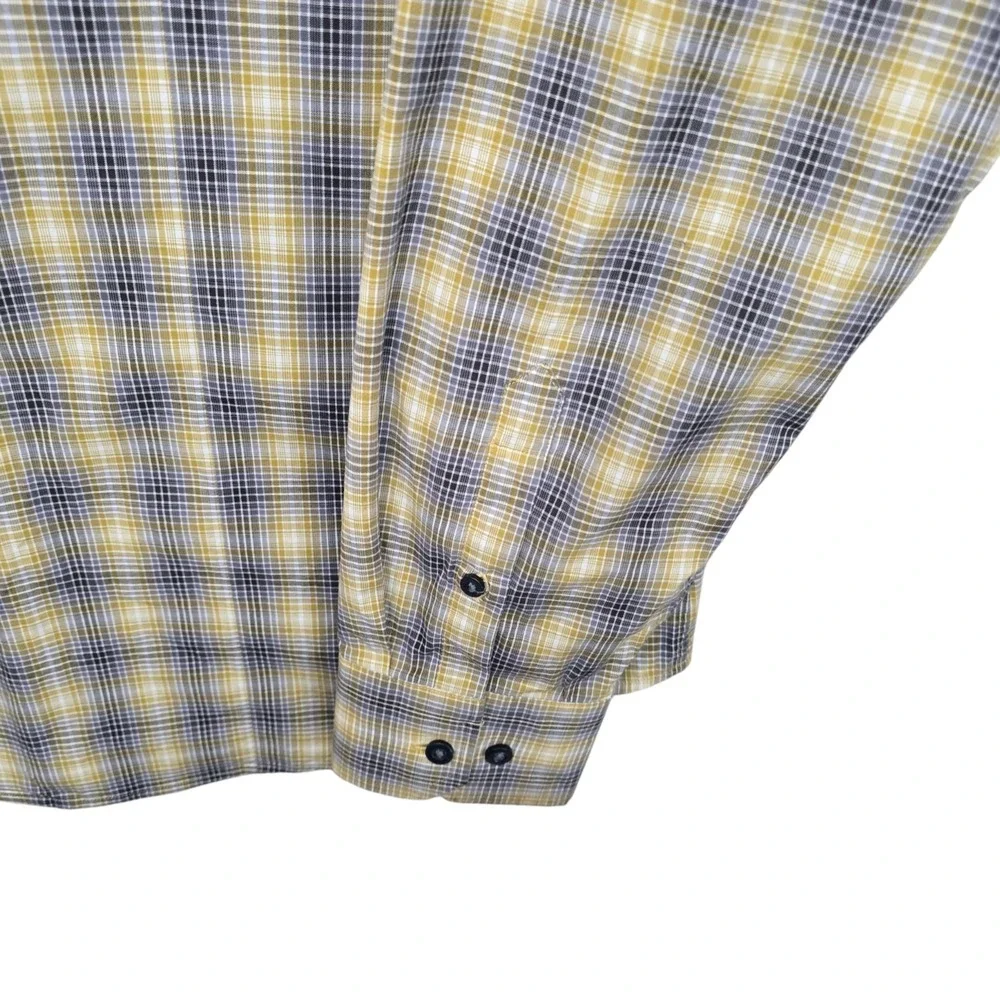 Banana Republic‎ Shirt Mens Large 16-16.5 Yellow Plaid Button Up Slim Fit Casual